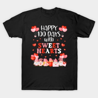 Happy 100 Days with Sweet Hearts Teacher Men Women Funny T-Shirt